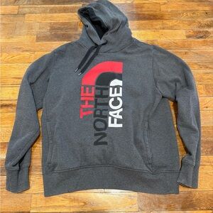 The North Face Men's Charcoal Hoodie with Red Logo